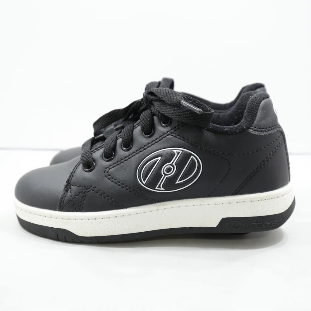 Heelys Black Skate Shoes Low Top Round Toe Leather Lace Up Kids Size 13